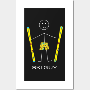 Funny Mens Skiing Ski Guy Posters and Art